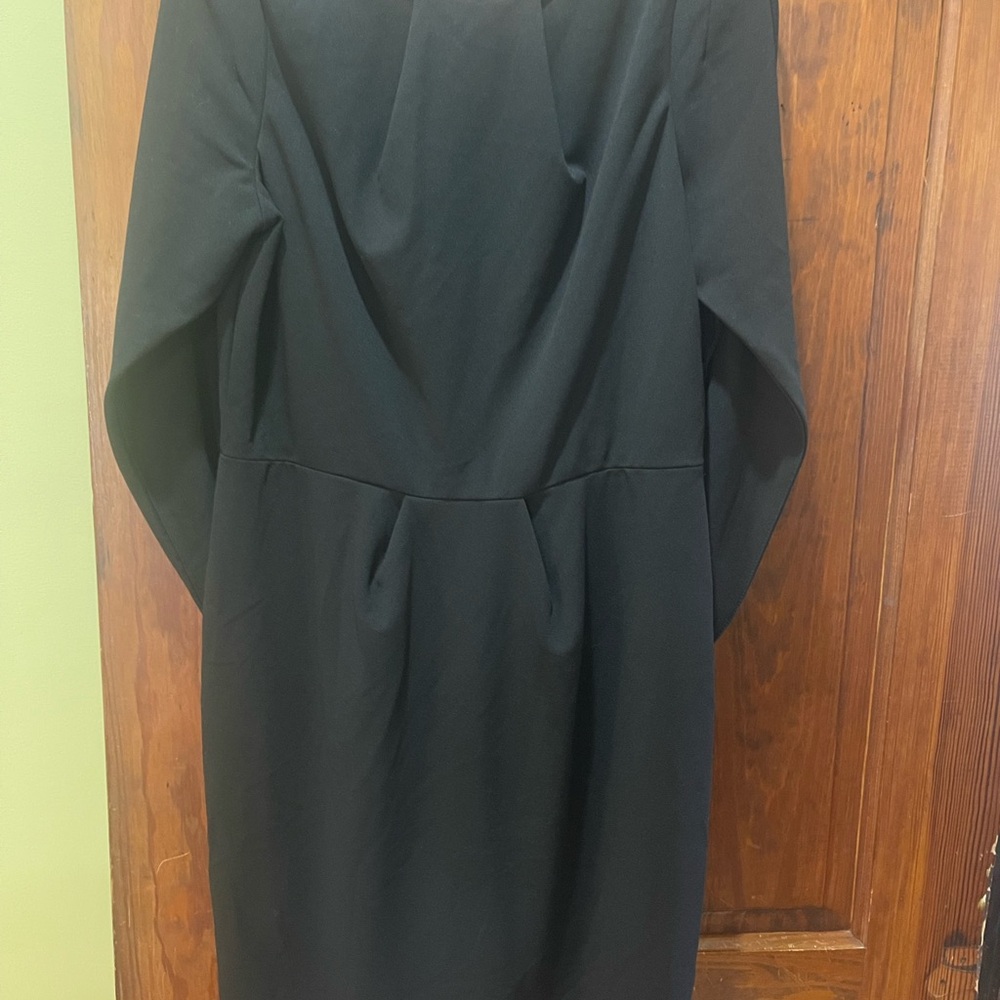 Betsy & Adam Elegant Black Long Sleeve cape style Dress